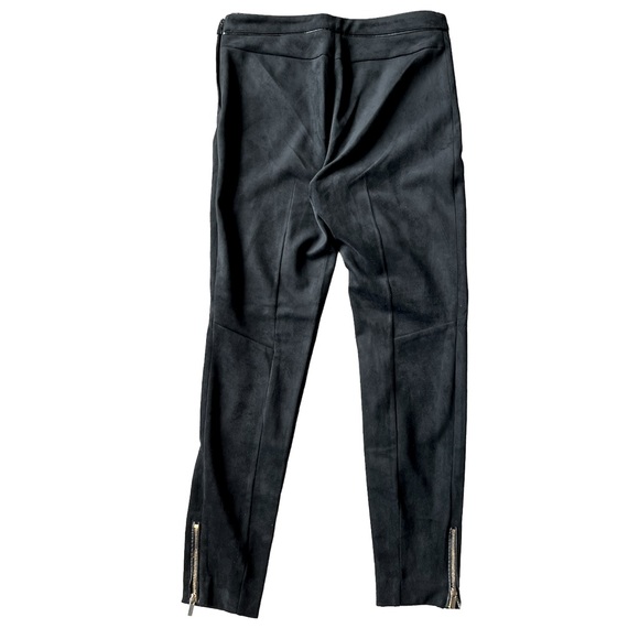 H&M Faux Suede Stretch Pants, With Waist Piping Detail & Ankle Zippers - Picture 5 of 11